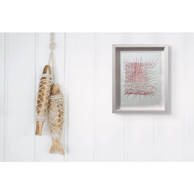 Plastic bag and thread on paper. Edition: Unique, Framed. Dimensions without frame: 30.5 x 23 cm / 12 x 9". The threaded...