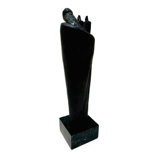 Mid 20th Century Larry Mohr Abstract Figurative Sculpture Bronze on Stone Base Signed For Sale