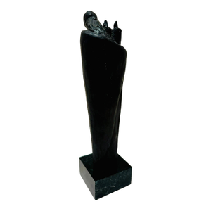 Mid 20th Century Larry Mohr Abstract Figurative Sculpture Bronze on Stone Base Signed