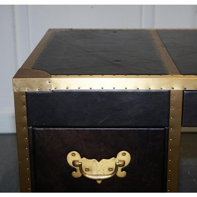 Cumberland Collection Desk in Aged Leather with Red Velvet Lining from Timothy Oulton For Sale - Image 5 of 18
