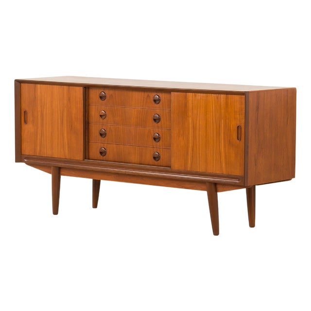 Mid-Century Danish Teak Sideboard with Bar Cabinet, 1950s For Sale