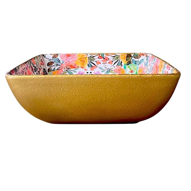 Ceramic bowl - food safe. Resin pour interior. Wipe clean
