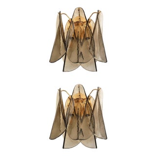 Modern Art Glass Rondini Wall Sconces in Smoked Fumè Murano Style by Simoeng, Set of 2 For Sale