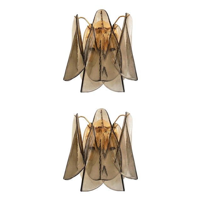 Modern Art Glass Rondini Wall Sconces in Smoked Fumè Murano Style by Simoeng, Set of 2 For Sale