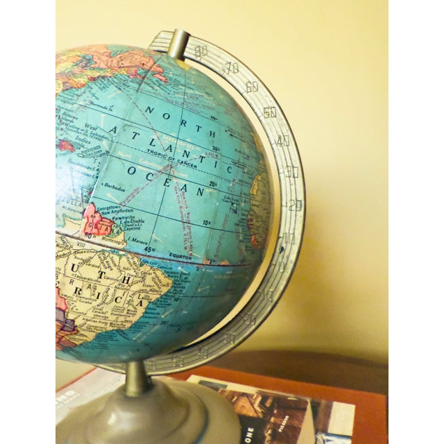Metal Vintage Mid-Century Modern Terrestrial Globe by the Geo. F. Cram Co 8-Inch For Sale - Image 7 of 12