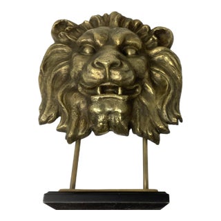 1950s Bronze Lion's Head Mounted on Stand For Sale