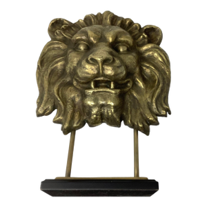 1950s Bronze Lion's Head Mounted on Stand