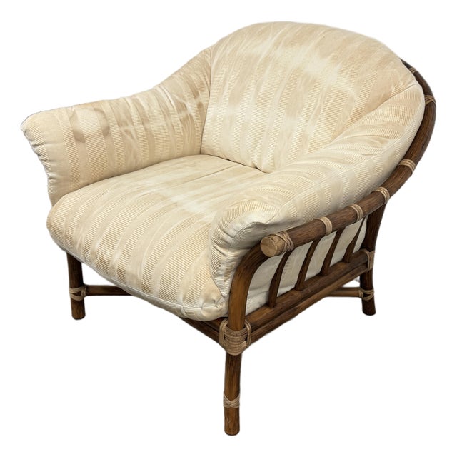 McGuire Furniture Modern Organic Rattan Lounge Chair For Sale