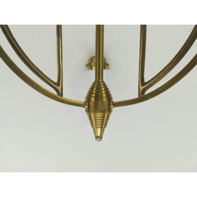 Metal Art Deco Opal Screen Chandelier from Wiener Werkstätte, 1920s For Sale - Image 7 of 10