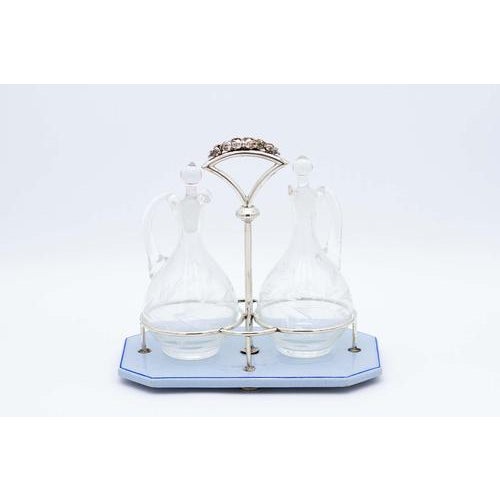 Cruet with Porcelain Base and Silver Structure For Sale - Image 5 of 5