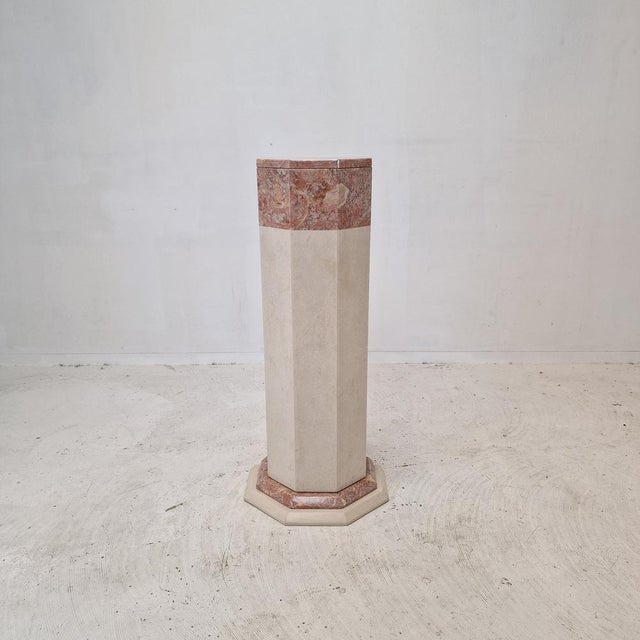 Italian pedestal, handcrafted out of marble, fabricated in the 1980s. It can be used inside or outside the house. It is...