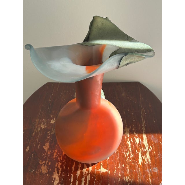 F. Silviy Signed Italian Art Glass Vase – Sculptural Pâte De Verre & Patinated Metal – Attributed to Murano, Venice Italy – 20th Century For Sale In Los Angeles - Image 6 of 9
