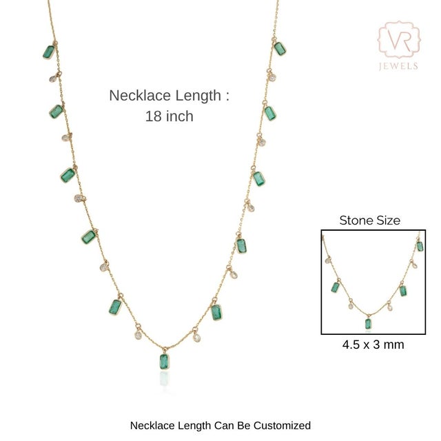 2.4ct Emerald & Diamond Drop Charm Necklace in 14k Yellow Gold For Sale - Image 10 of 15