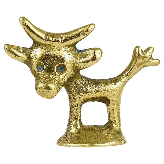 Mid-Century Brass Cow Figurine by Walter Bosse for Hertha Baller, Austria, 1950s For Sale
