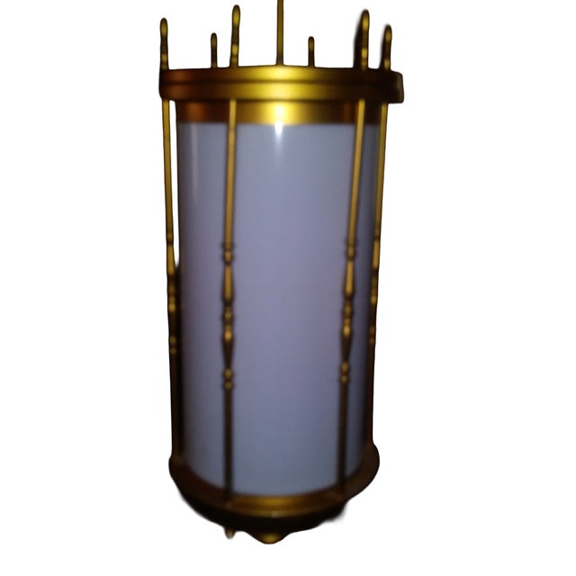 Mid-Century Modern 1970s Large Mid Century Gothic Pendant Light With Long Metal Downrod For Sale - Image 3 of 14