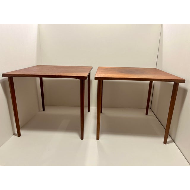 Set of 2 Original Mid-Century Modern JOHN STUART Walnut Side Tables Made in Denmark Aprox. dimensions: 18"W x 18"L x...