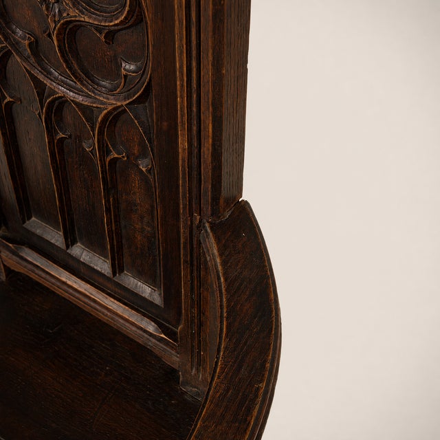 Wood Early Medieval Carved Wooden Armchair, France, 1900s For Sale - Image 7 of 11