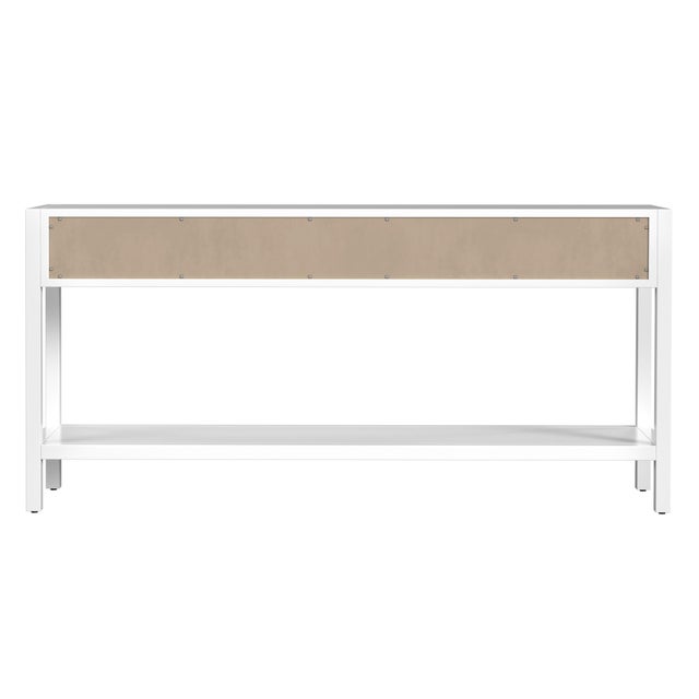 Lark 65 in. W Rectangular Wood 3 Drawer Console Table with Lower Open Shelf, White For Sale In Chicago - Image 6 of 8