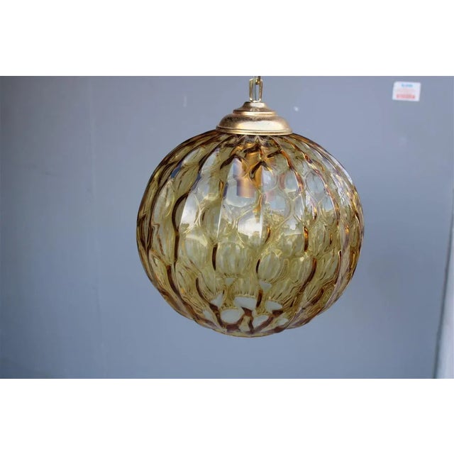 Italian Murano Brass Chandelier from Venini, 1950s For Sale - Image 11 of 16