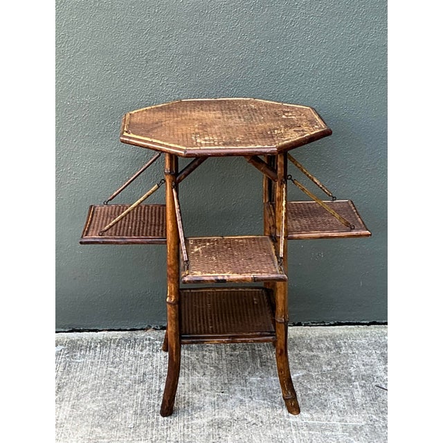 Vintage Octagon Bamboo Side Table For Sale - Image 11 of 12