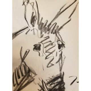 Contemporary Abstract Charcoal Sketch Drawing of a Donkey by Jose Trujillo For Sale