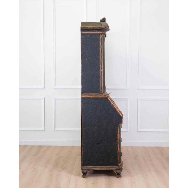 Danish 18th Century Bow-Fronted Rococo Secretary For Sale - Image 4 of 12