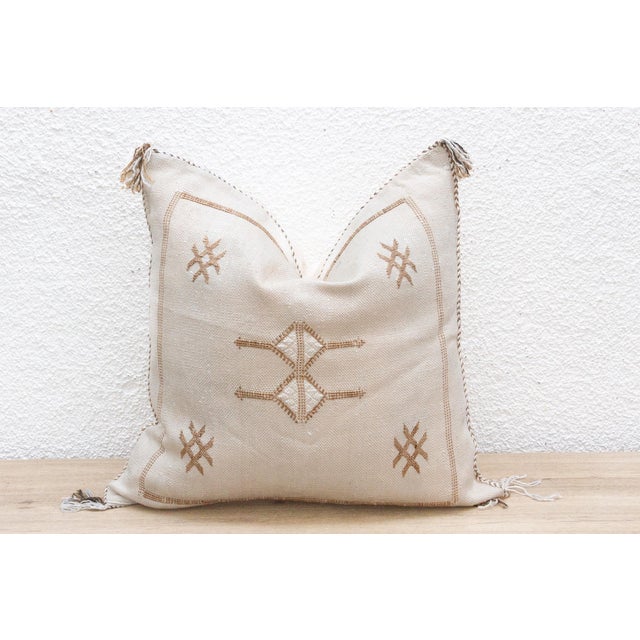 Tribal White Kasbah Silk Rug Pillow For Sale - Image 3 of 6