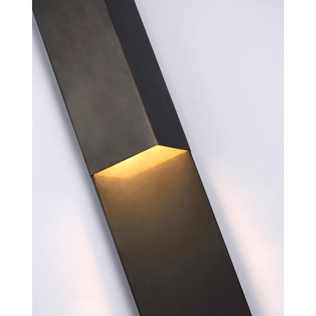 Modern Kelly Wearstler for Visual Comfort Signature Rega 30" Folded Sconce in Bronze For Sale - Image 3 of 4