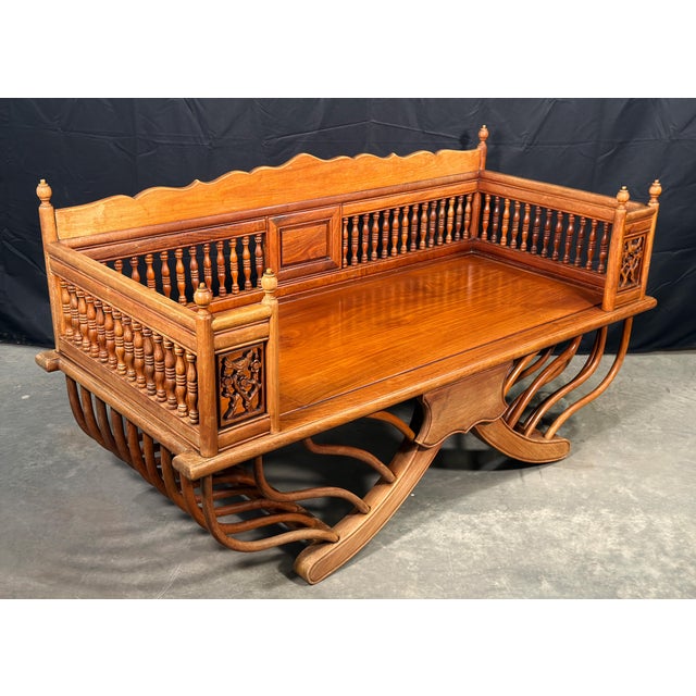 Vintage Solid Teak Thai Carved Elephant Howdah Bench / Loveseat For Sale In Providence - Image 6 of 12
