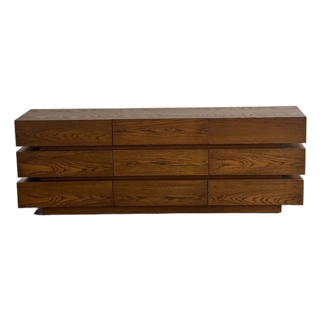1990s Post Modern Oak - Nine Drawer Dresser For Sale