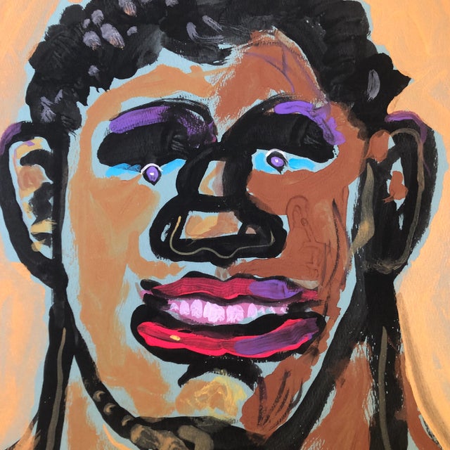 Contemporary Original Contemporary E.J.Hartmann Abstract Portrait Painting Signed For Sale - Image 3 of 5