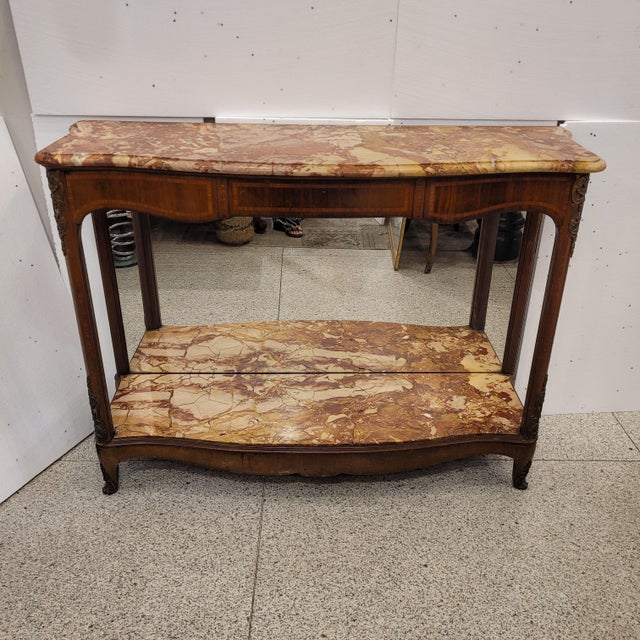 Wood Napoleon III Console Table in Wood witth Marble and Mirror For Sale - Image 7 of 18