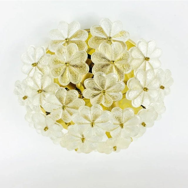 Mid-Century Modern Large Mid-Century Modern Floral Ceiling Light in Murano Glass by Ernst Palme, Germany, 1970s For Sale - Image 3 of 14
