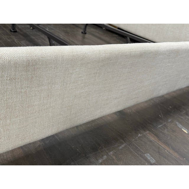 California King Restoration Hardware Lathem Upholstered Bed Frame For Sale - Image 10 of 12
