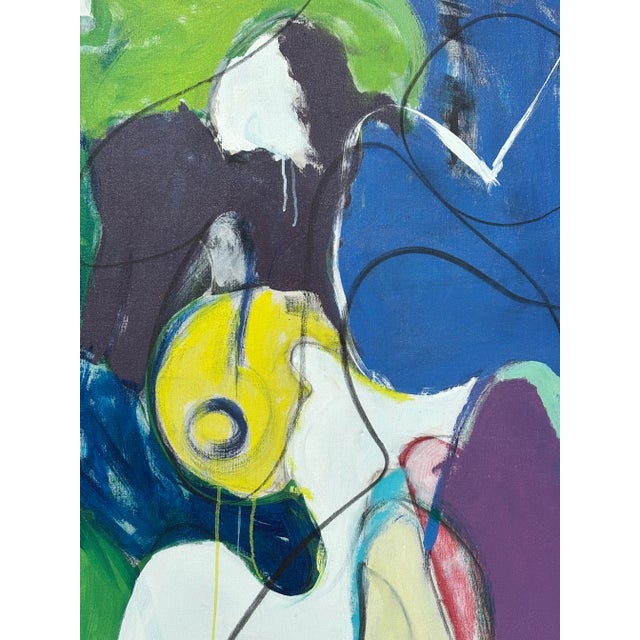 1980s Era Original Oil on Canvas in the Style of Kandinsky For Sale - Image 4 of 9