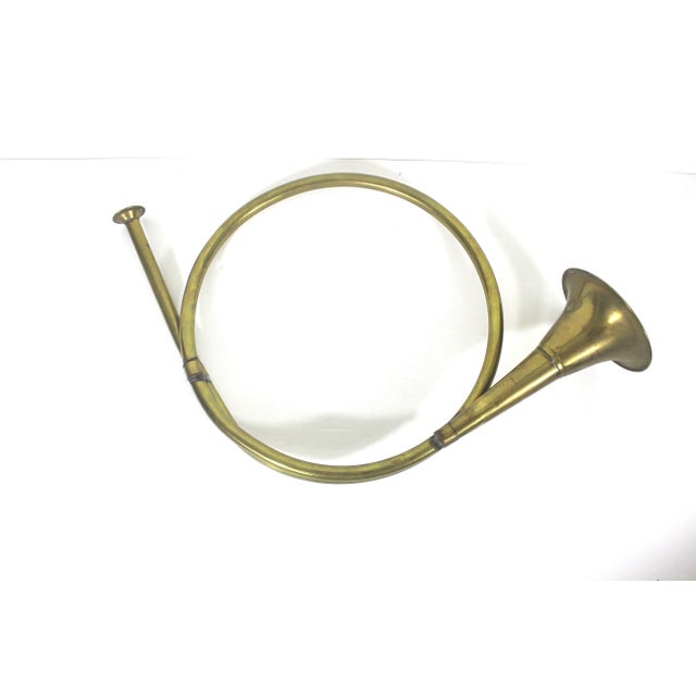 French Country Vintage Large Brass Horn Ornamental Trumpet Christmas For Sale - Image 3 of 10