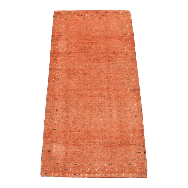 Gabbeh Rug 2’3” X 4’6” Rust Wool Contemporary Hand-Knotted Carpet For Sale