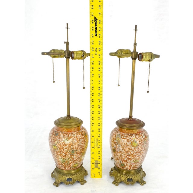 Very Fine Enamel Decorated Satsuma Style Ceramic Bases Table Lamps For Sale - Image 13 of 14