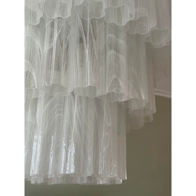 Large Bold Eclectic White Murano Chandeliers, Set of 2 For Sale - Image 6 of 13