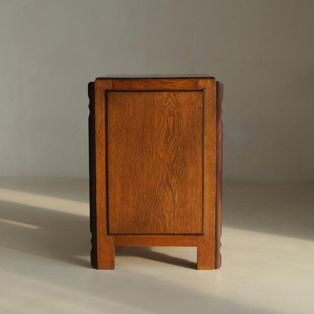 A compact architectural statement from the golden years of Dutch Art Deco, this Amsterdam School side table balances...