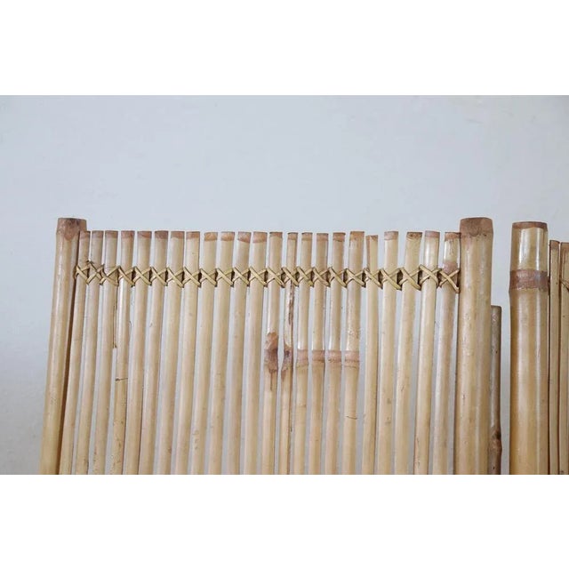 Wood Vintage 3-Panel Bamboo Screen, 1980s For Sale - Image 7 of 8
