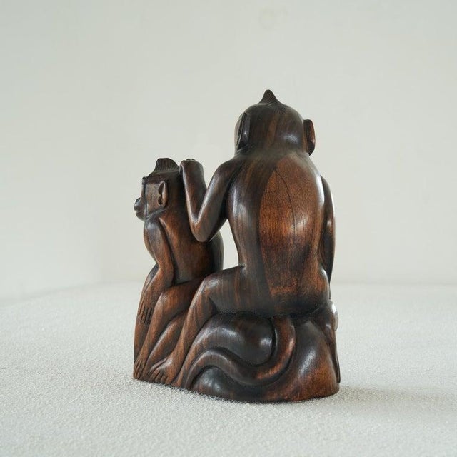 Art Deco Monkeys Sculpture in Wood, 1920s For Sale - Image 3 of 8