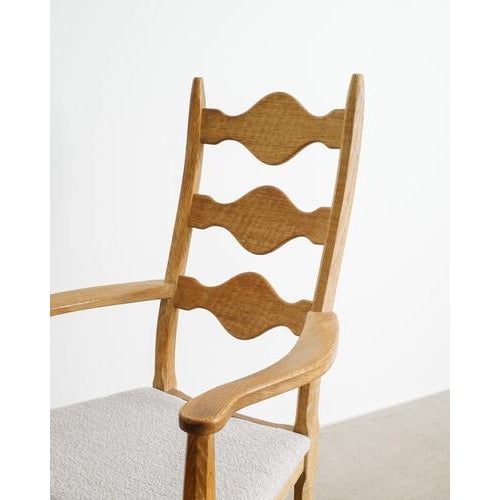 Sculptural Wooden Razorblade Dining Armchairs in Oak by Henning Kjaernulf, 1960s, Set of 2 For Sale - Image 3 of 11