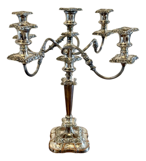 Large Antique Victorian Silver Plated Five Branch Candleholder, 1880