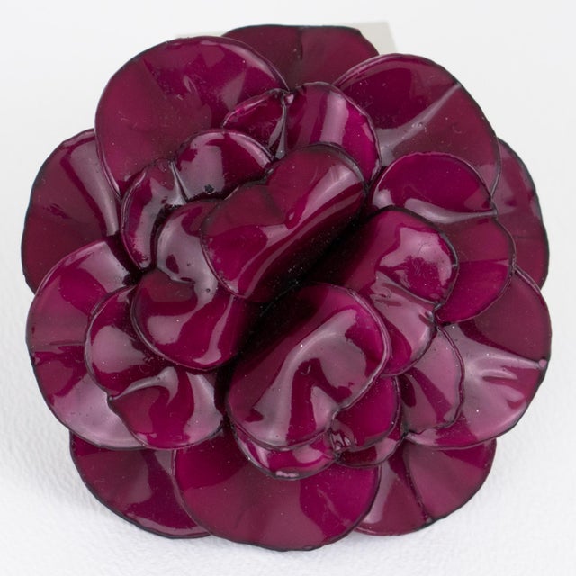 Cilea Paris Purple Red Floral Resin Pin Brooch For Sale In Atlanta - Image 6 of 8