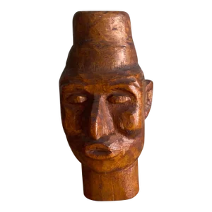 Vintage Modernist Small Wood Head Sculpture by Nimo Mocharnuik