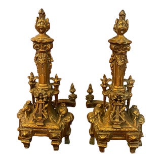 19th Century French Bronze Adirons For Sale