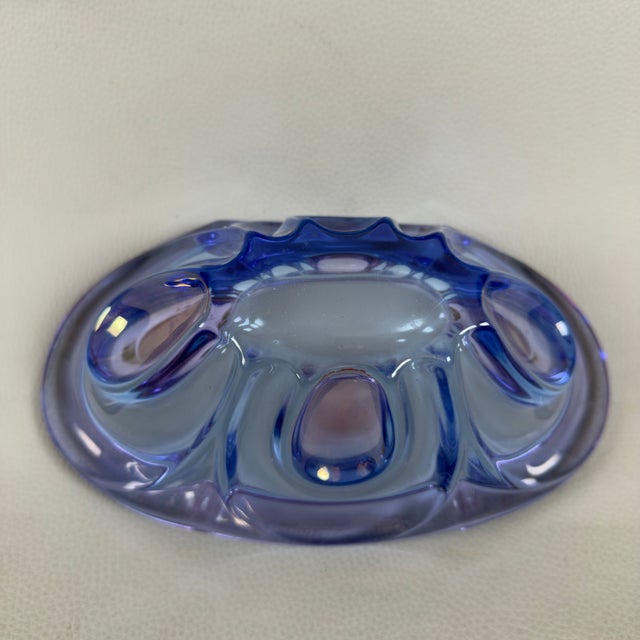 Blue Vintage West German Glass Centerpiece from Waltherglas, 1980s For Sale - Image 8 of 11