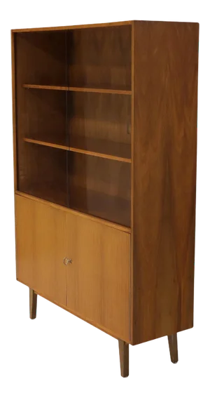 Danish teak Mid-Century Modern Bookcase Cabinet Credenza Hutch Two Glass Doors