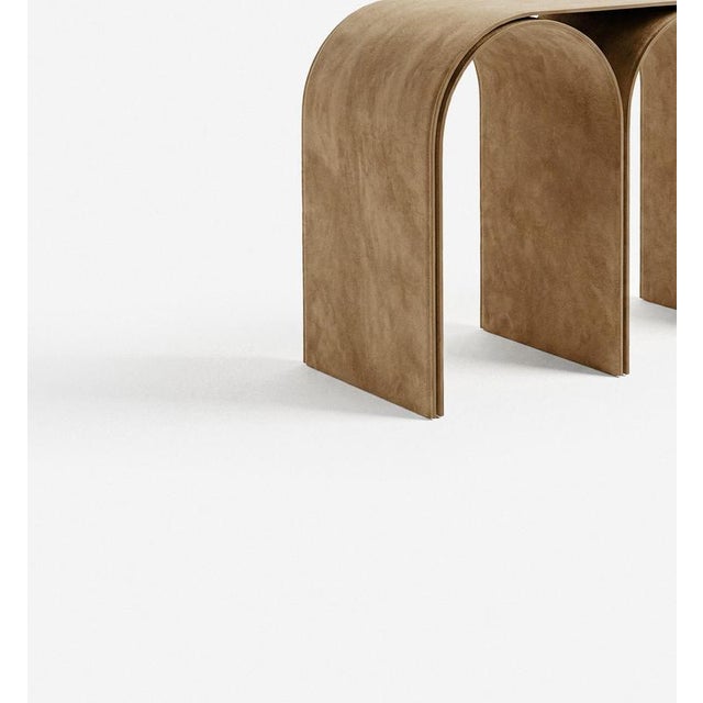 Nabuck Arch Stool in Steel and Leather by Pietro Franceschini For Sale - Image 4 of 6